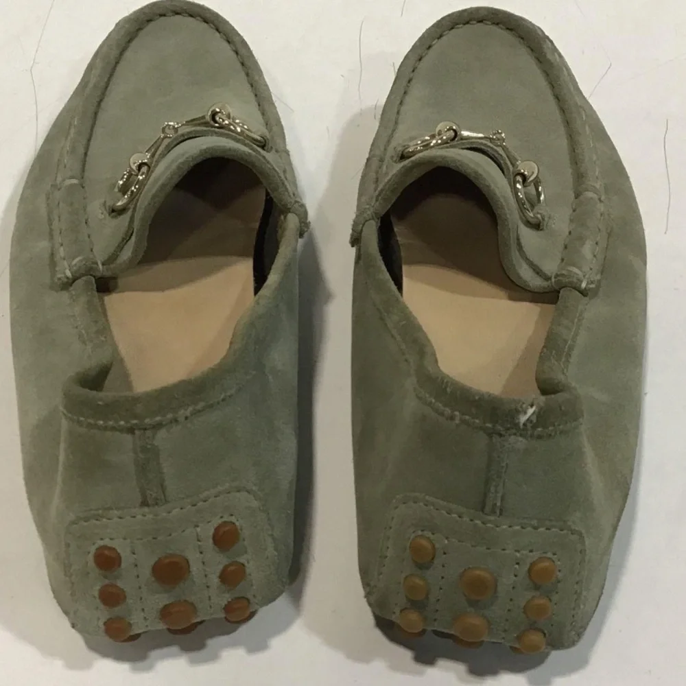 Men’s Gucci Olive Suede HorseBit Loafers Driving Shoes Size 39.5